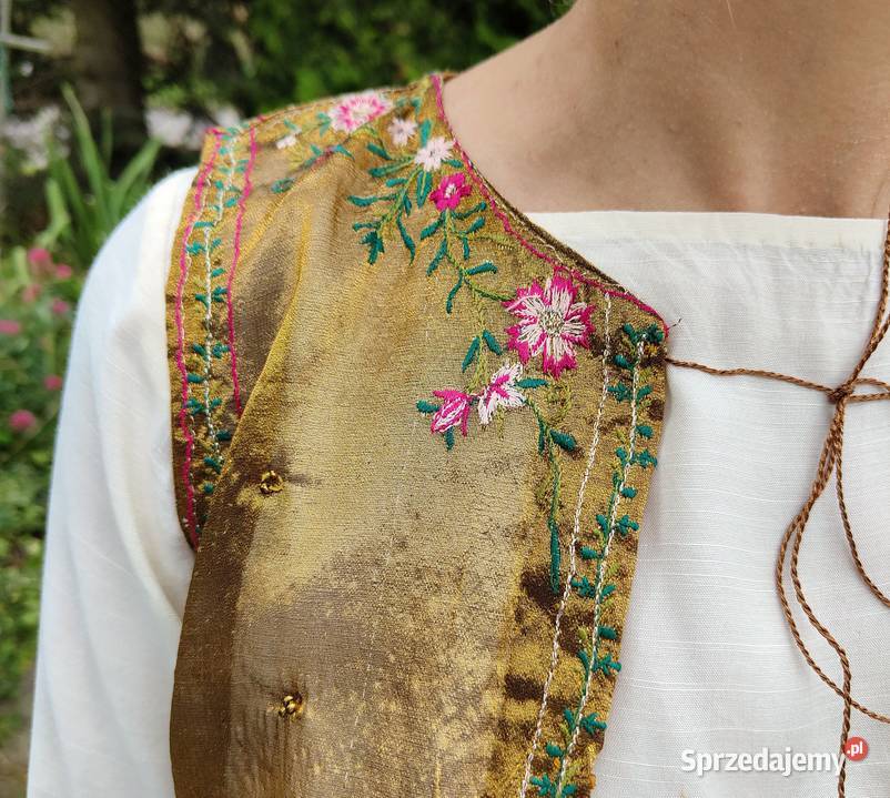 Złota kamizelka gorset S 36 etno folk boho haft Pozostałe Szczecin