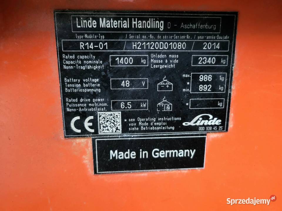 LINDE R1401 2013 2014 Magazynowanie wielkopolskie sprzedam