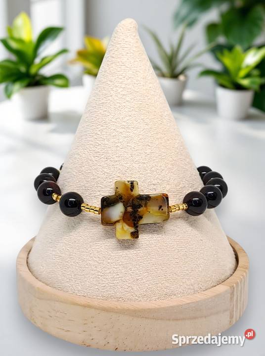 Bransoletka dziesiątka różańca z bursztynu mazowieckie