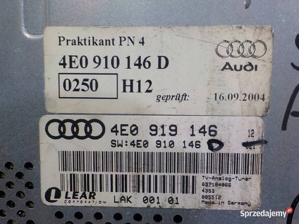 AUDI A8 D3 40 TDI 05r modul tuner radia Wyposażenie elektryczne