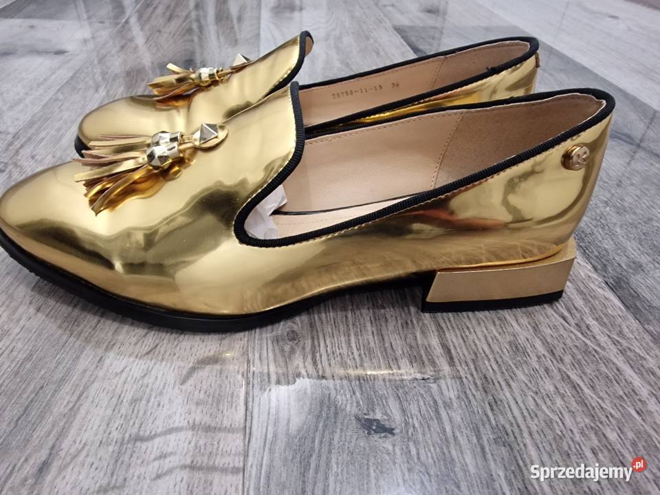 Buty Baleriny Mokasyny złote skóra Kazar 36 Żywiec sprzedam