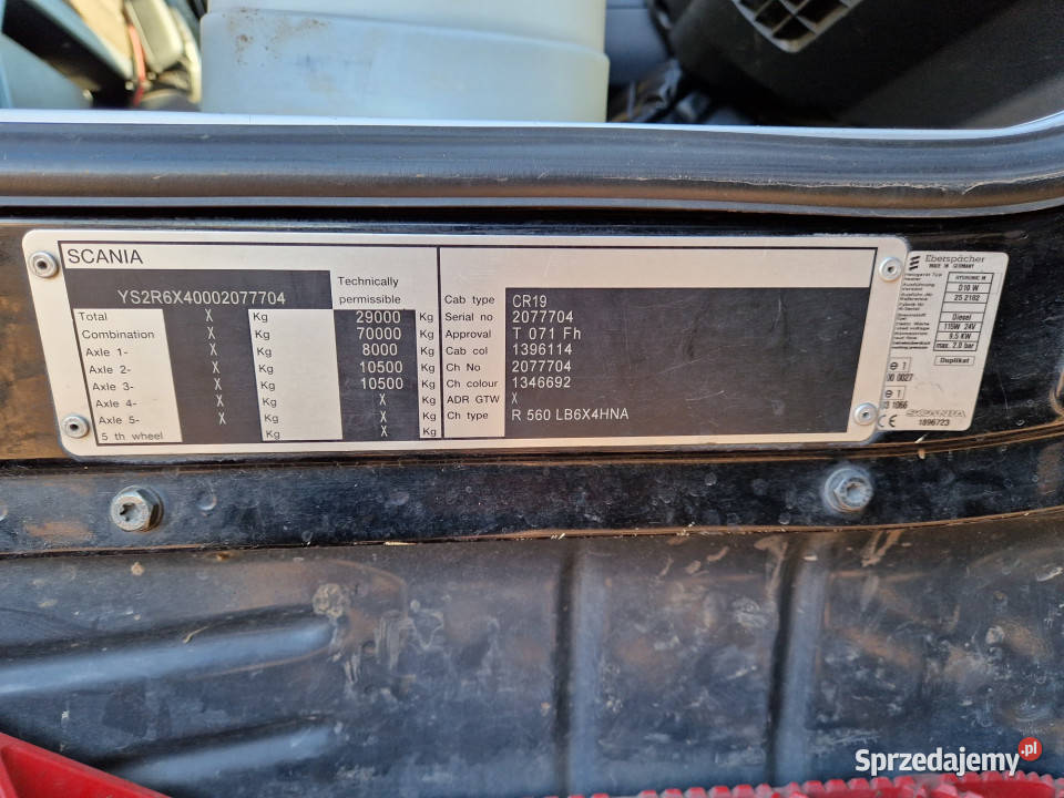 Samochód ciężarowy Scania R560 lubuskie Jagłowice