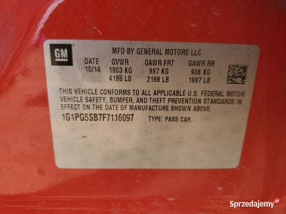 2014 CHEVROLET CRUZE LTZ Rok produkcji 2014 Cruze