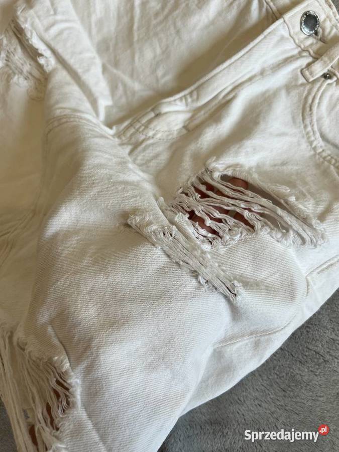 Spódnica jeansowa dżinsowa biała z przetarciami Jasło