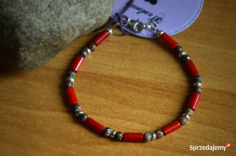 Koral naturalny Jaspis Leopardzi Bransoletka Gdańsk