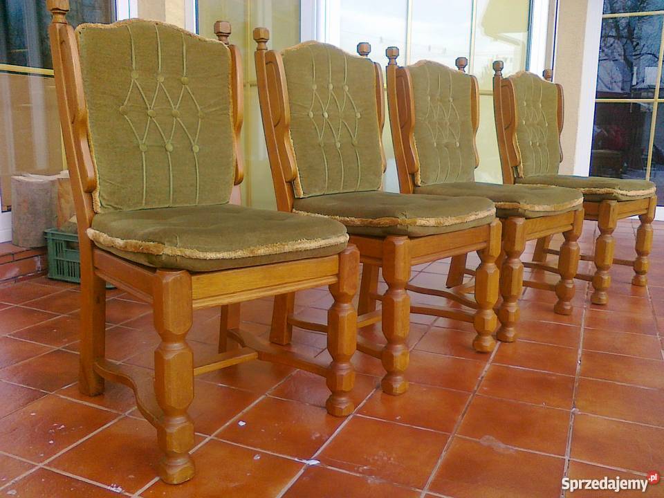 Krzesło dębowe fotel masywne drewniane tron Sulbiny sprzedam