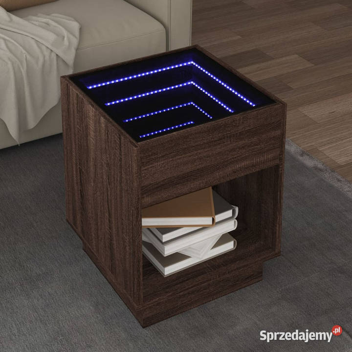 Stolik kawowy z LED Infinity brązowy dąb Stoły Warszawa