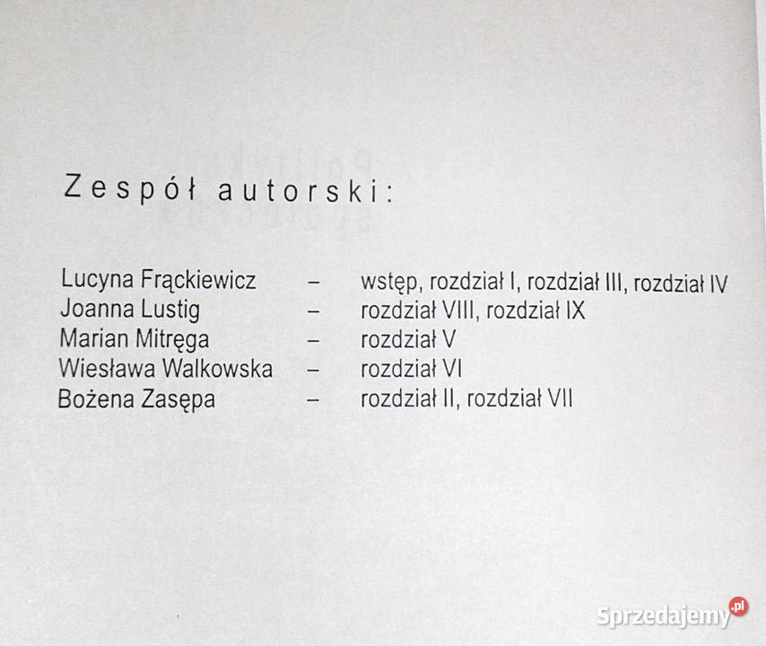 Polityka społeczna Zarys wykładu wybranych Chełm sprzedam