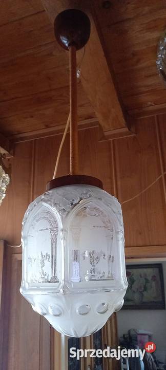 Lampa wisząca dekoracyjnie trawione szkło Skierniewice