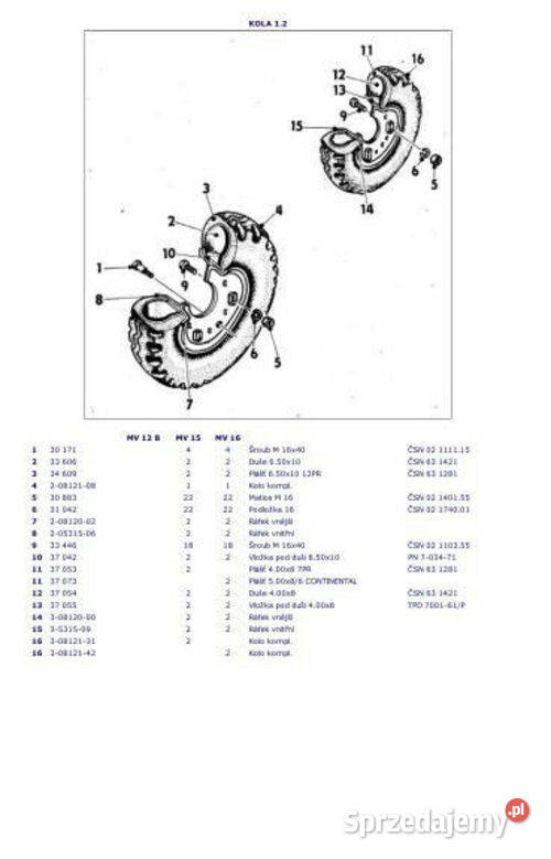 MV 12B MV 15 16 katalog części wózek widłowy
