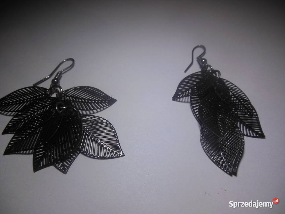 Kolczyki długie czarne Wiszące listki Kielce