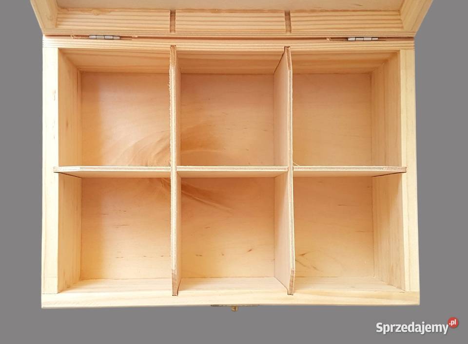 Drewniana szkatułka na herbatę herbaciarka z 6 beżowy Chrzanów