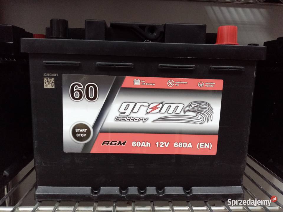Akumulator GROM AGM STARTSTOP 60Ah 680A Prawy Rok produkcji 2023 Konin