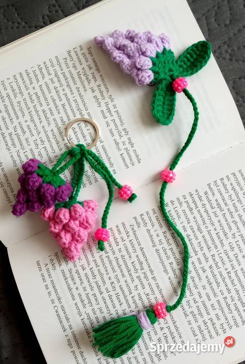 Winogrona wykonane na szydełku brelok zakładka Łask sprzedam