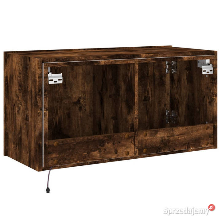 Ścienna szafka TV z LED przydymiony dąb 80x35x41 Warszawa