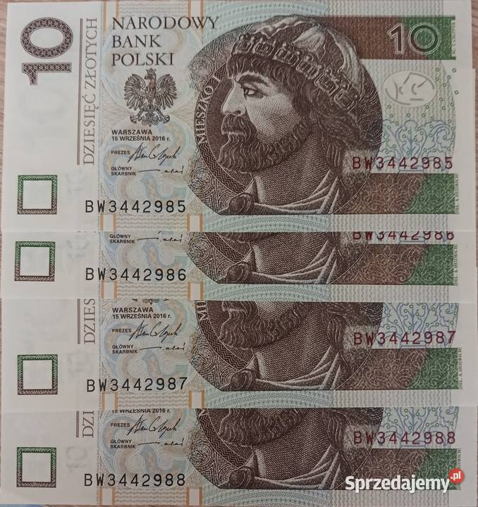 4 x 10 Mieszko I 2016 r kolejne numerymennicze Konin