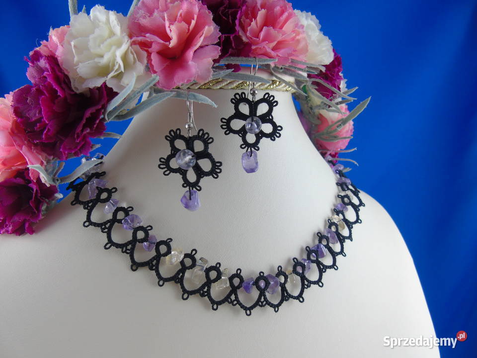 Biżuteria frywolitkowa Wiśniowa