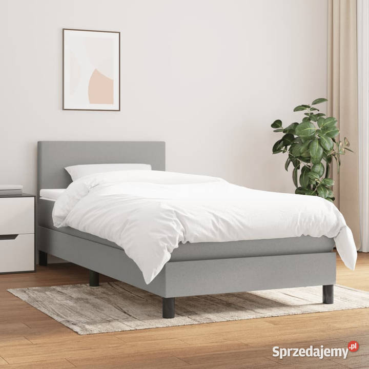 Łóżko kontynentalne z materacem jasnoszare 88cm sprzedam