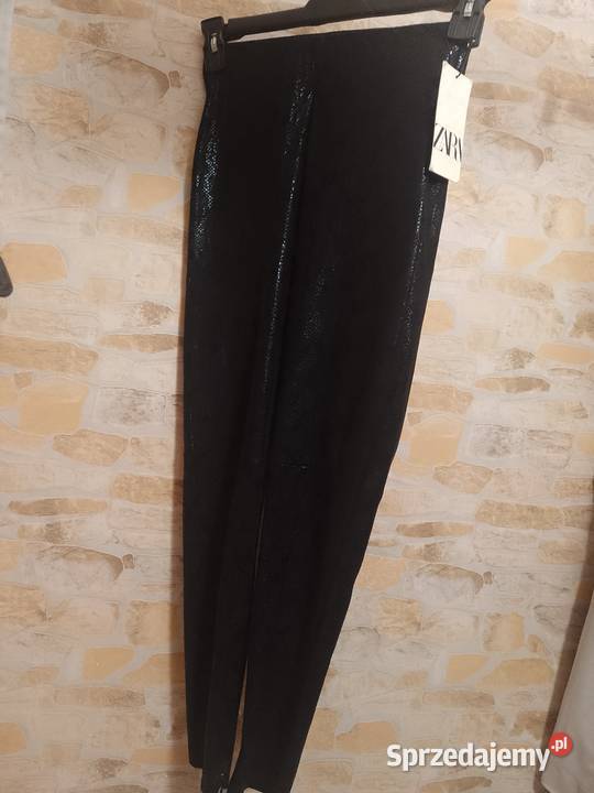 34XS ZARASkórzane legginsy z Madrytu spodnie czarny Kraków