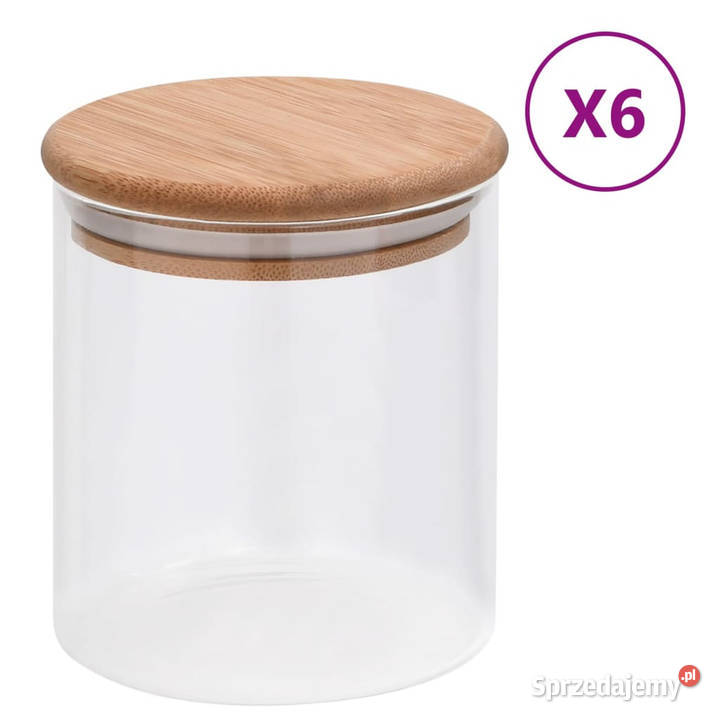 Szklane słoje z bambusową pokrywką 6 600 ml