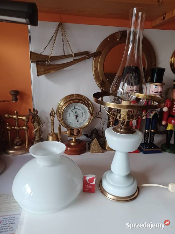 Lampa stołowa Mosiądz szkło wielkopolskie Poznań