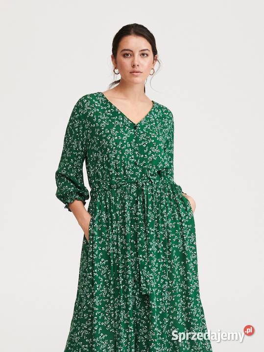 Nowa sukienka Reserved 44 XXL zielona w kwiaty Szczecin