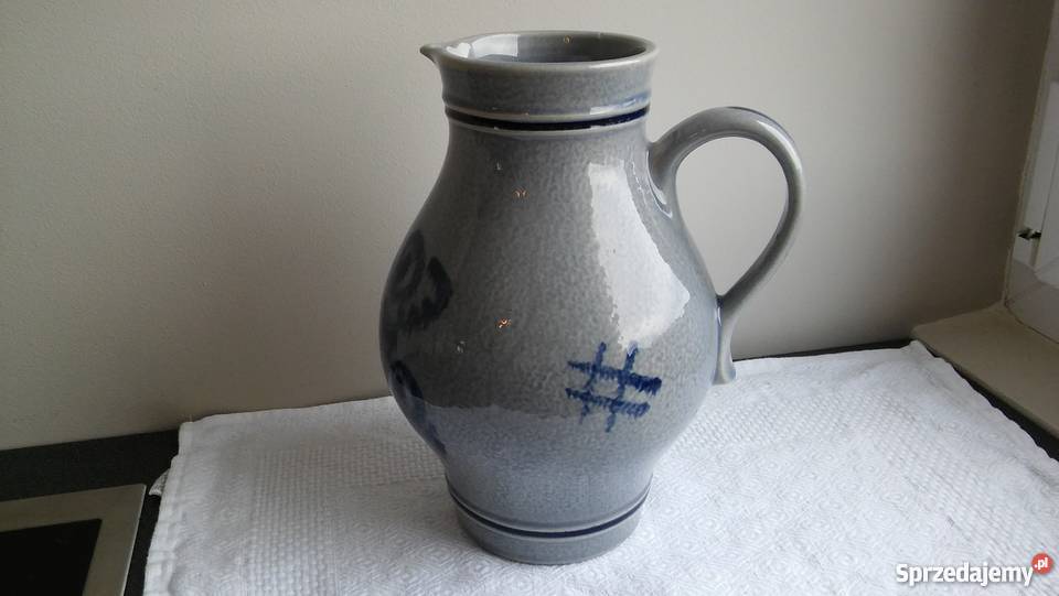 duży dzbanek dzban ceramiczny poniemiecki kobalt Gdańsk