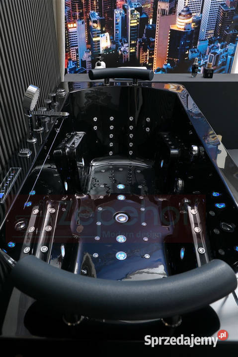 Czarna wanna z hydromasażem EBX869 prostokątna Grabówka