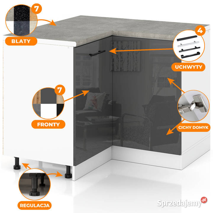 Szafka Kuchenna Stojąca Z Blatem Narożna 90x90 Elbląg