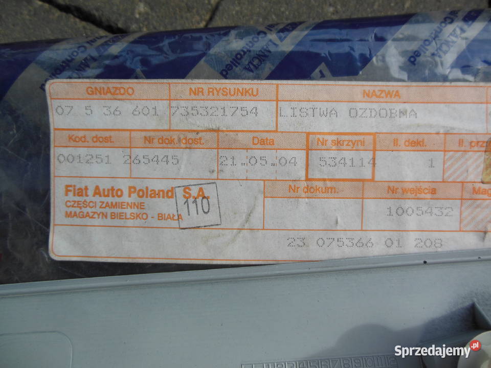 LISTWA DRZWI LEWY TYŁ FIAT STILO 0104 5D HB Kozy
