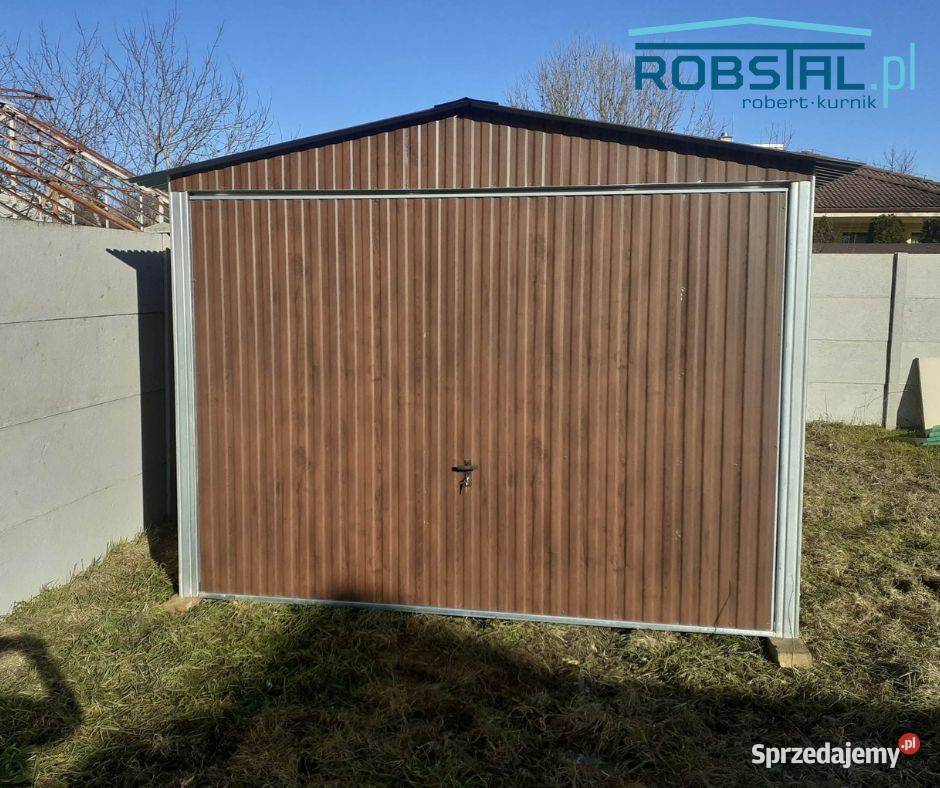 Garaż blaszany 3x6 Blacha OrzechMontaż Sprzedaż Koło