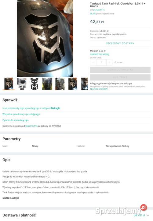 Tankpad Tank Pad 4el Obwódka Silver 195x14 Poznań