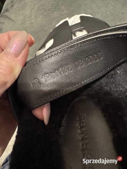 Klapki damskie Herms r38 skóra naturalna WAWA Warszawa