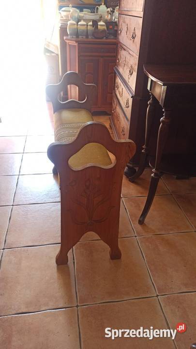 Ławeczka siedlisko tapicerka jasne drewno