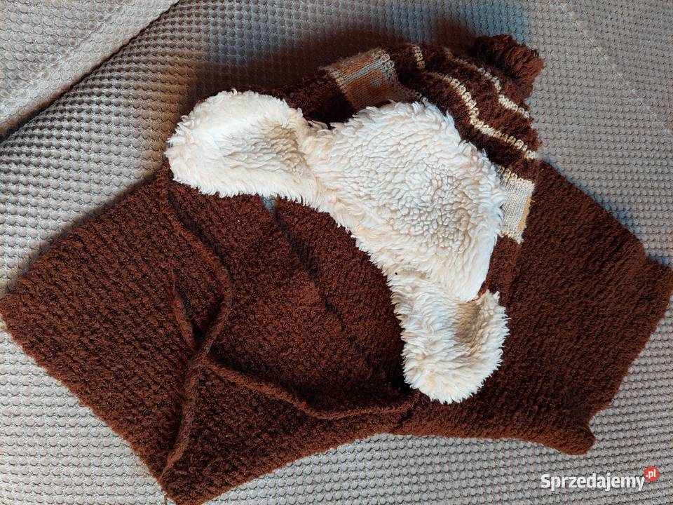 ciepły zimowy komplet czapka i szalik Nakrycia głowy, szaliki i rękawiczki Kraków