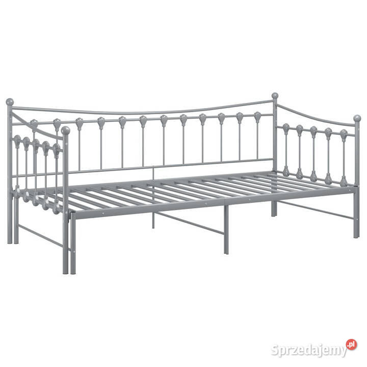 Sofa z wysuwaną ramą łóżka szara metalowa 90x200 Warszawa