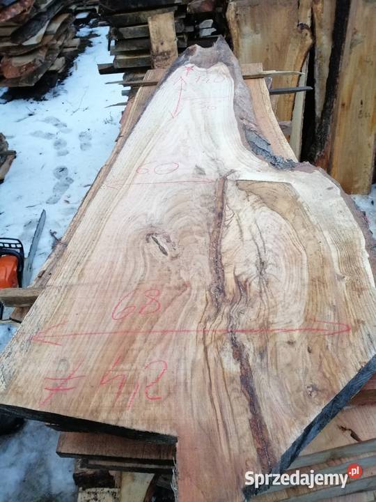 Monolit 65x65 x5 dąb stolik kawowy live edge