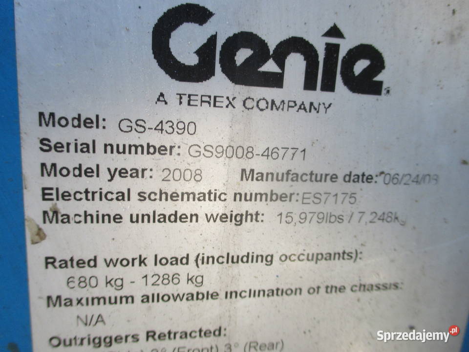 Podnośnik nożycowy spalinowy 15 m Genie GS4390 wielkopolskie