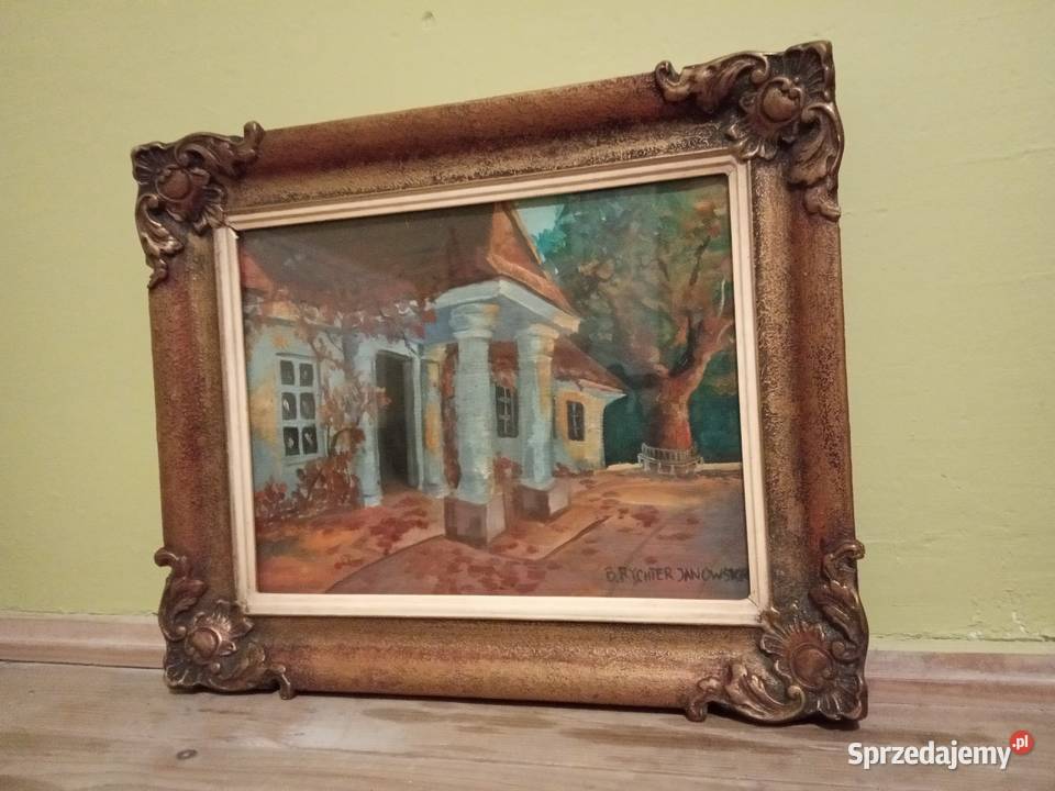 Piękny stary obraz olejny dworek B Rychter Kraków sprzedam