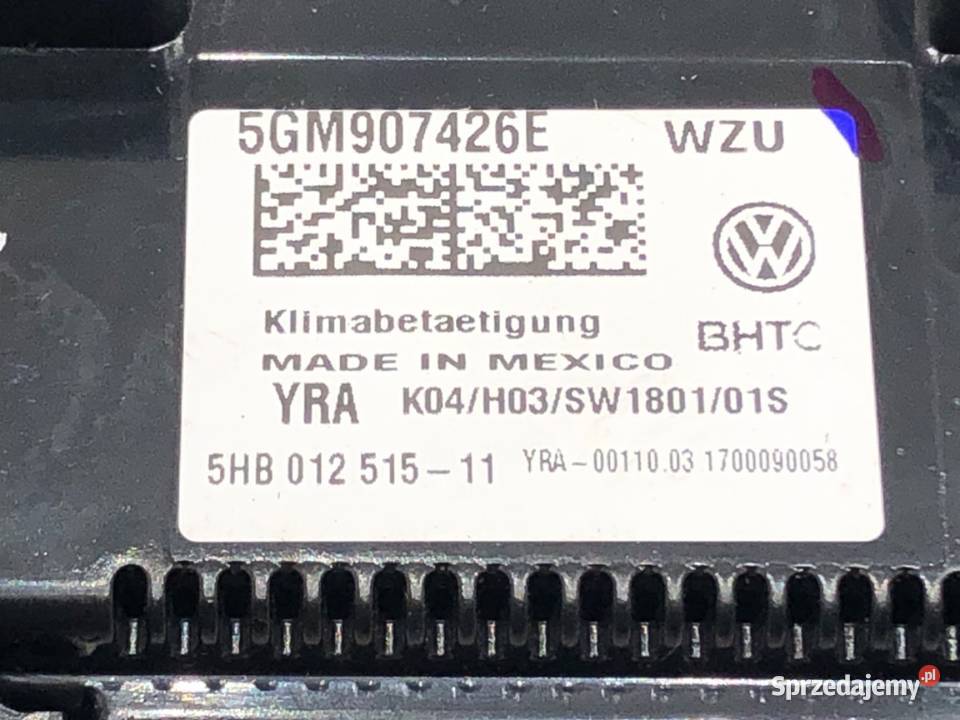 PANEL STEROWANIA NAWIEWU VW GOLF VII 5GM907426E