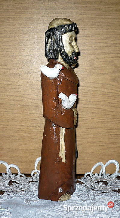 Rzezba ludowa Św Franciszek z wilkiem Przasnysz