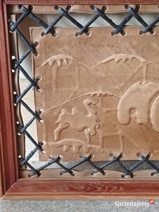 vintage obrazek ze skóry Rękodzieło Nowy Targ