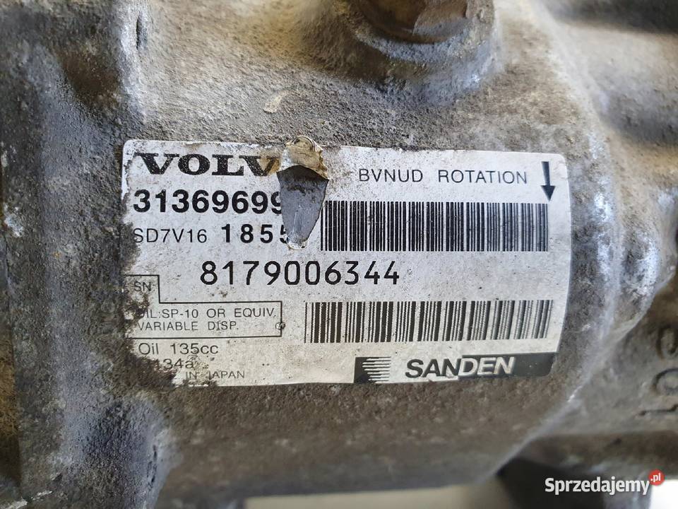 SPRĘŻARKA KLIMATYZACJI Volvo V60 16 D2 31369699 lubelskie Rudka