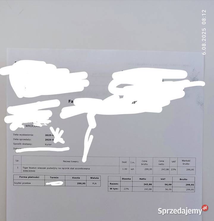 WIESZAK NA RĘCZNIKI PODWÓJNY STAL NIERDZEWNA Bielany Wrocławskie