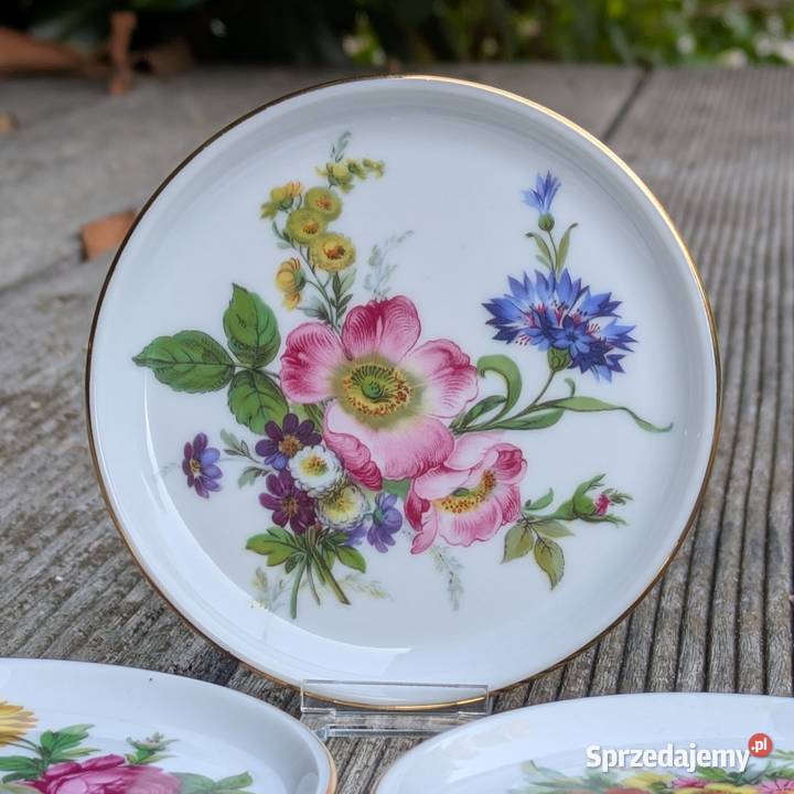 Trzy Ukwiecone TalerzykiKonfiturówki Frstenberg Legnica