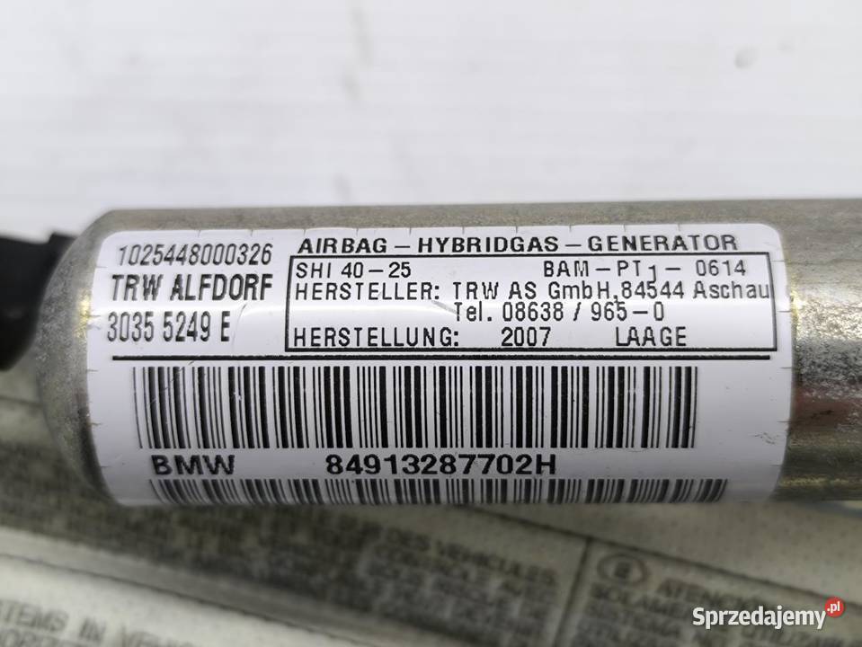 KURTYNA AIR BAG LEWA BMW E87 E81 84913287702H Wyposażenie wnętrza wielkopolskie