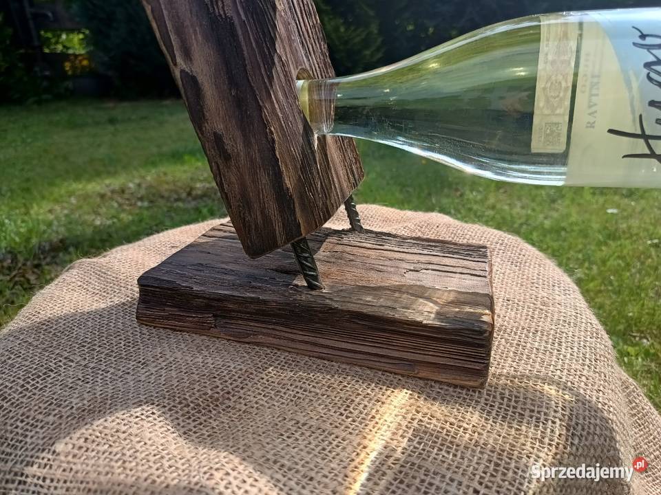Stojak na wino drewniany deska driftwood