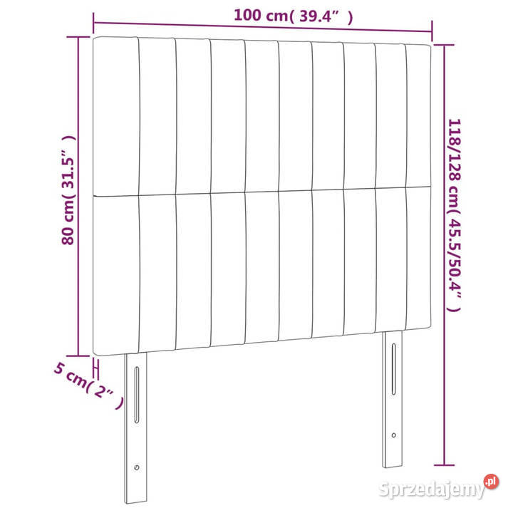 Zagłówek do łóżka z LED taupe 100x5x118128