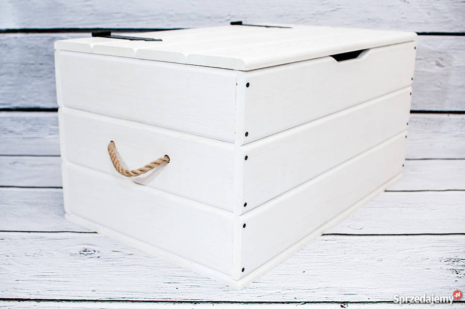 Biała skrzynia biały kufer drewniany Pojemnik Schowek