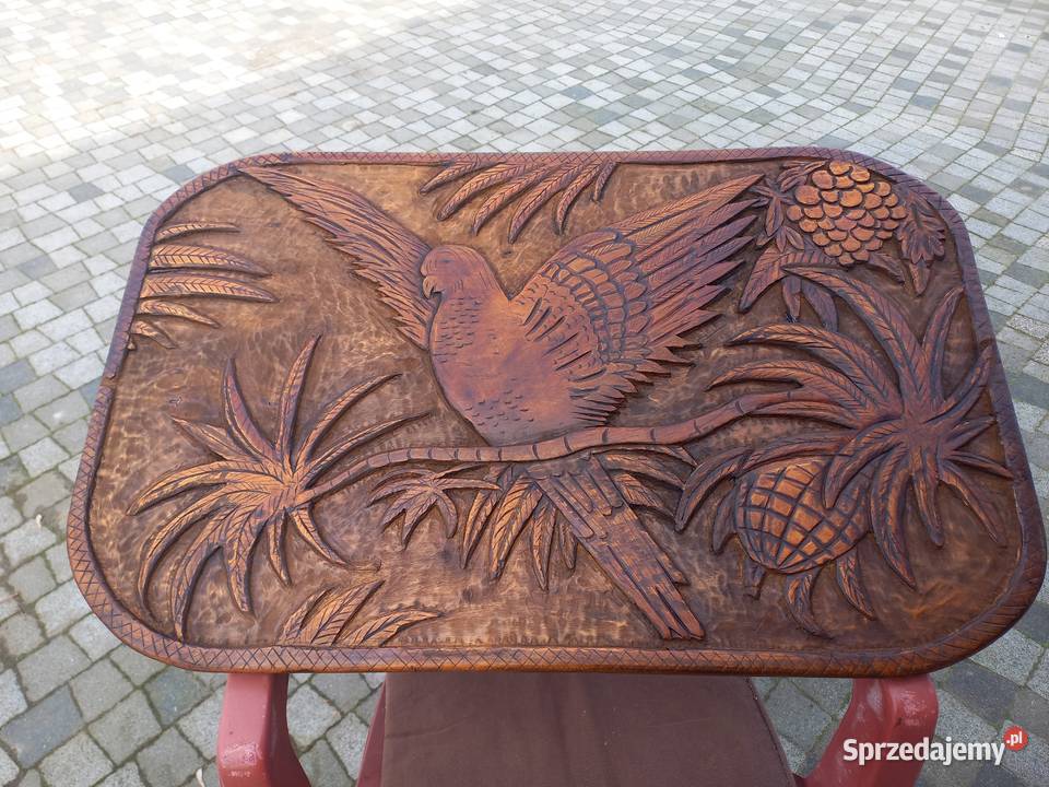Duża płaskorzeźba z drewna Papuga Lipno sprzedam